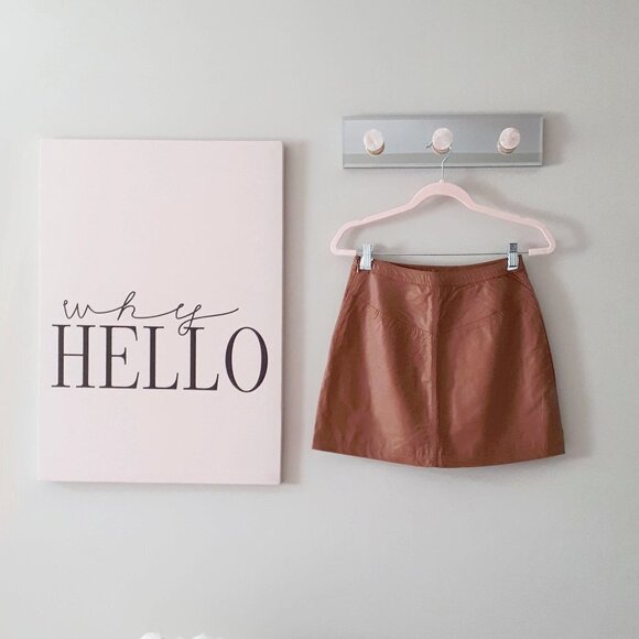 NWT Free People walnut brown faux leather wrap mini skirt, 4 - Picture 8 of 8